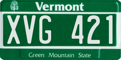 VT license plate XVG421