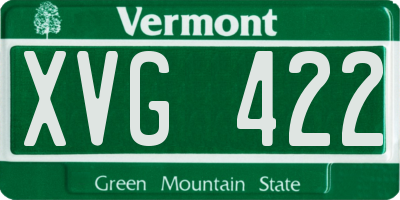 VT license plate XVG422