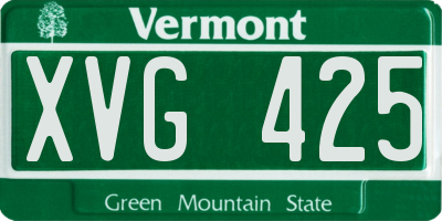 VT license plate XVG425