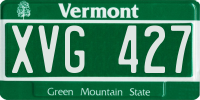 VT license plate XVG427