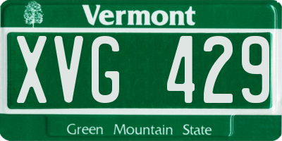 VT license plate XVG429