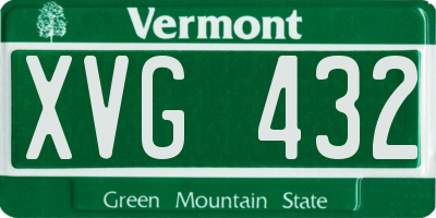 VT license plate XVG432