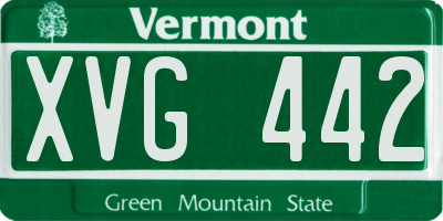 VT license plate XVG442