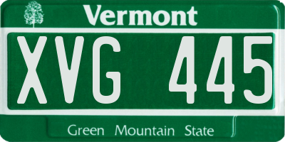 VT license plate XVG445
