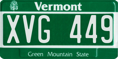 VT license plate XVG449