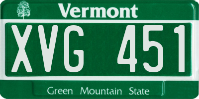 VT license plate XVG451