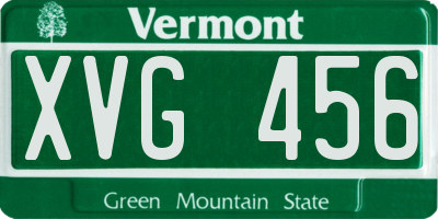 VT license plate XVG456