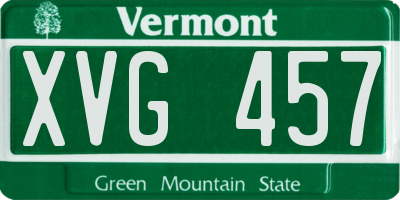 VT license plate XVG457