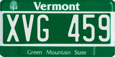 VT license plate XVG459