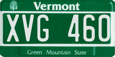 VT license plate XVG460