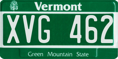 VT license plate XVG462