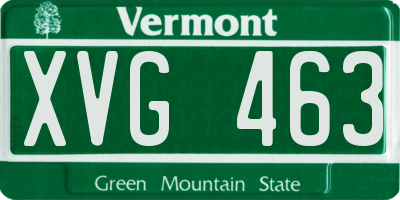VT license plate XVG463