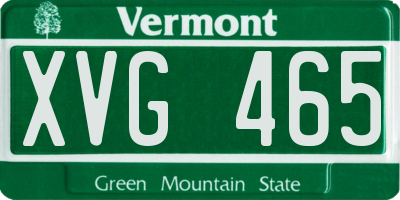 VT license plate XVG465