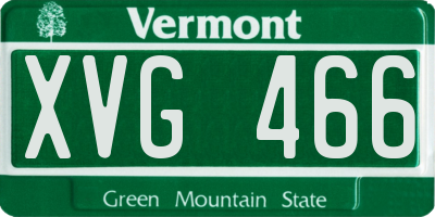 VT license plate XVG466