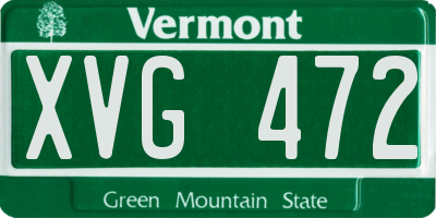 VT license plate XVG472