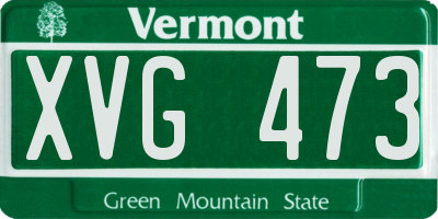 VT license plate XVG473