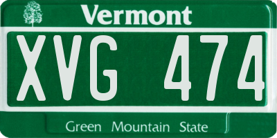 VT license plate XVG474