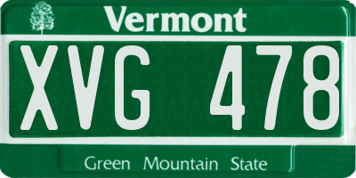VT license plate XVG478
