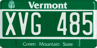 VT license plate XVG485