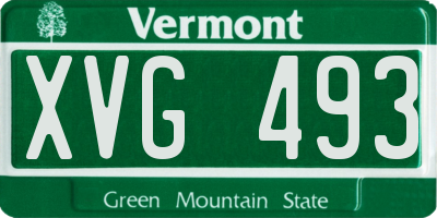 VT license plate XVG493