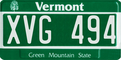 VT license plate XVG494
