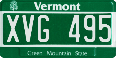 VT license plate XVG495