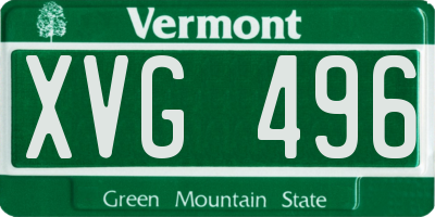 VT license plate XVG496