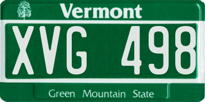 VT license plate XVG498