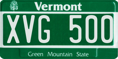 VT license plate XVG500