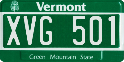 VT license plate XVG501