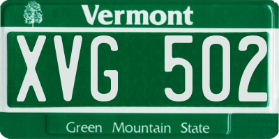VT license plate XVG502