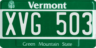 VT license plate XVG503