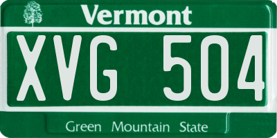 VT license plate XVG504