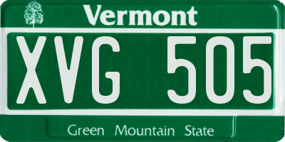VT license plate XVG505