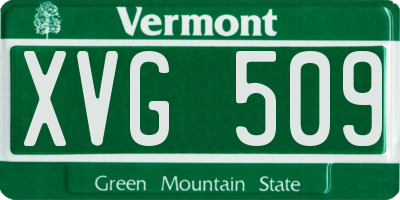 VT license plate XVG509