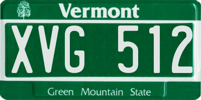 VT license plate XVG512