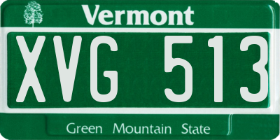 VT license plate XVG513