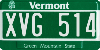 VT license plate XVG514