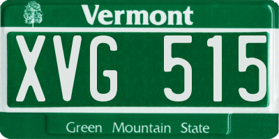VT license plate XVG515