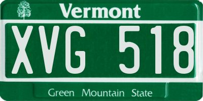 VT license plate XVG518