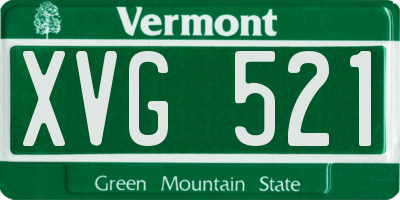 VT license plate XVG521