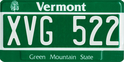 VT license plate XVG522