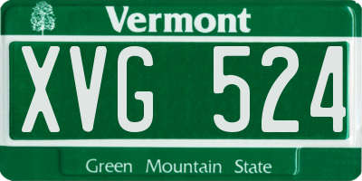 VT license plate XVG524
