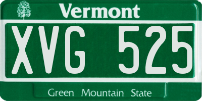 VT license plate XVG525