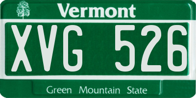 VT license plate XVG526