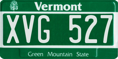 VT license plate XVG527