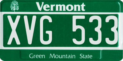 VT license plate XVG533