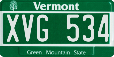VT license plate XVG534