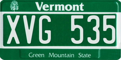 VT license plate XVG535