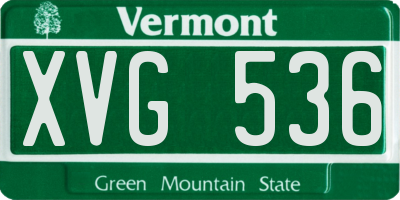 VT license plate XVG536
